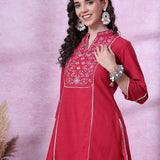 Cotton Linen Embroidered Kurta
