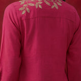 Fuchsia Solid Cotton Straight Co-Ord Set