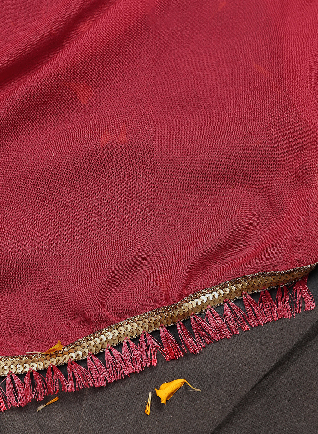 Fuchsia Solid Dupatta with Sequins Work