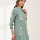 Lucknowi Embroidered Cotton Tunic Shirt