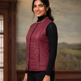 Alba Maroon Sleeveless Puffer Jacket