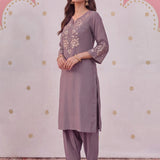 Aaravi Lavender Foil Applique Embroidered Suit Set