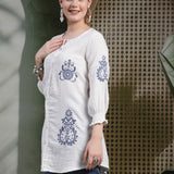 Lucknowi Embroidered Cotton Tunic Shirt