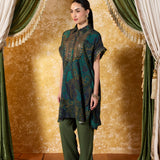 Zareen Pine Green Printed Kaftan Set