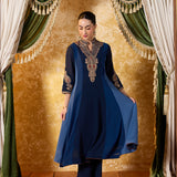 Misha Ombre Blue Embroidered Anarkali Kurta Set