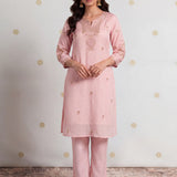 Gulabo Misty Pink Embroidered Kurta Set