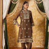 Lavanya Mud Brown Embroidered Suit Set