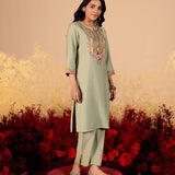 Anaya Sage Green Embroidered Kurta Set