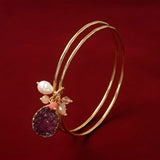 Ziva Amethyst Pearl Bangle Set