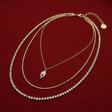 Gold Esha CZ Hamza Necklace