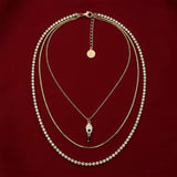 Gold Esha CZ Hamza Necklace
