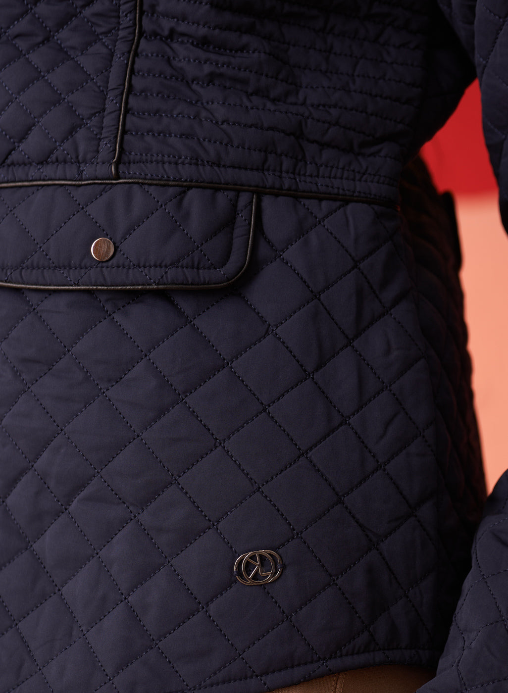Navy Blue High-neck Quilted Jacket for Women