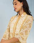 Mustard Lace Collared Tunic for Women