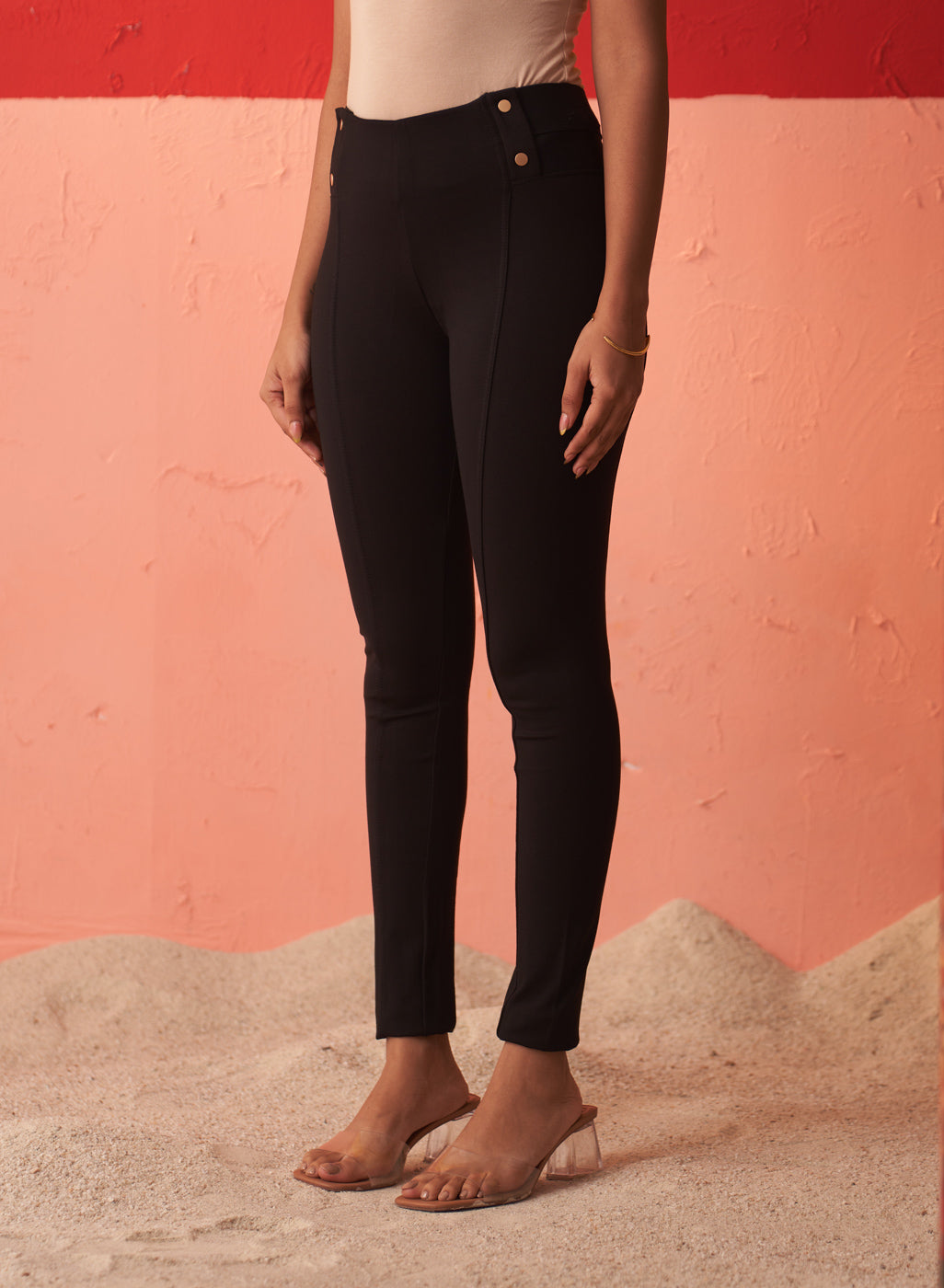 Anaya Black Skinny Fit Trousers for Women