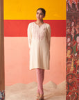 Ivory Kurta for Women with Threadwork and Lace Detailing