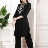 Cotton Linen Embroidered Tunic Trouser Co-Ord Set