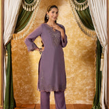 Tanirika Heather Lavender Embroidered Kurta Set