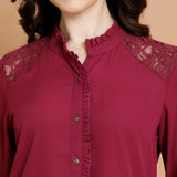 Solid Embroidered Straight Tunic Shirt