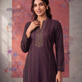 Nandini Deep Purple Purple Printed Kurta