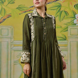 Aurelia Forest Green Dori Embroidered Appliqué Co-ord Set