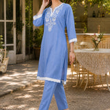 Pure Cotton Embroidered Kurta Trouser Set