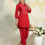 Pure Cotton Paisley Embroidered Co-Ord Set