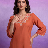 Amaira Orange Embroidered Kurta Set