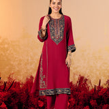 Samaira Vermillion Maroon Embroidered Suit Set