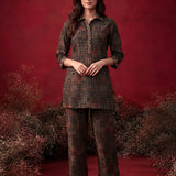Dark Green All Over Printed Cotton Straight Co-Ord Set