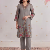 Aayat Silver Grey Embroidered Kurta Set