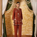 Anvitha Ginger Orange Embroidered Co-ord Set