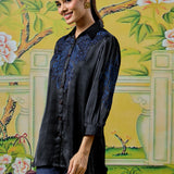 Zaria Midnight Black Embroidered Shirt