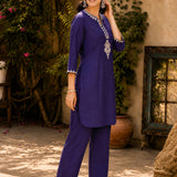 Cotton Blend Floral Embroidered Co-Ord Set