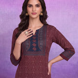 Maroon Printed Viscose Straight Co-Ord Set