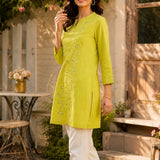 Sequinned Ethnic Embroidered Straight Kurti