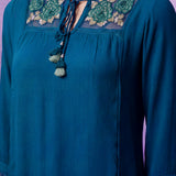Nivara Teal Embroidered Top