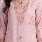 Gulabo Misty Pink Embroidered Kurta Set