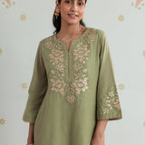 Aaravi Pastel Green Foil Applique Embroidered Suit Set