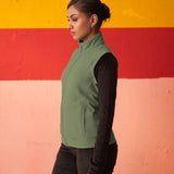 Green High-neck Sleeveless Jacket for Women