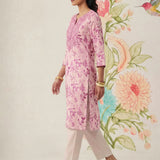 Kavya Fuchsia Printed Chanderi Suit Set with Dupatta