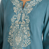 Kiara Cadet Blue Embroidered Suit Set