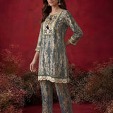 Mia Sea Green Embroidered Cotton Viscose Co ord Set for Women