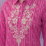 Fuchsia All-Over Printed Cotton Cambric Straight Kurti