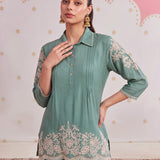 Inaaya Celeste Green Embroidered Co-ord Set