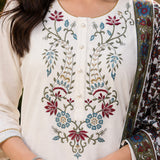 Pure Cotton Floral Embroidered Kurta Palazzo Dupatta Set