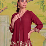 Nooraya Deep Red Embroidered Co-ord Set