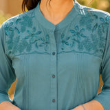 Cotton Blend Embroidered Tunic Trouser Co-Ord Set