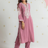 Kiara Blush Pink Embroidered Suit Set
