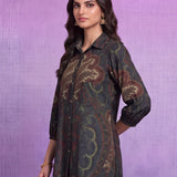 Poly Viscose Blue Abstract Print Shirt