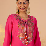 Anaya Barbie Fuchsia Embroidered Kurta Set